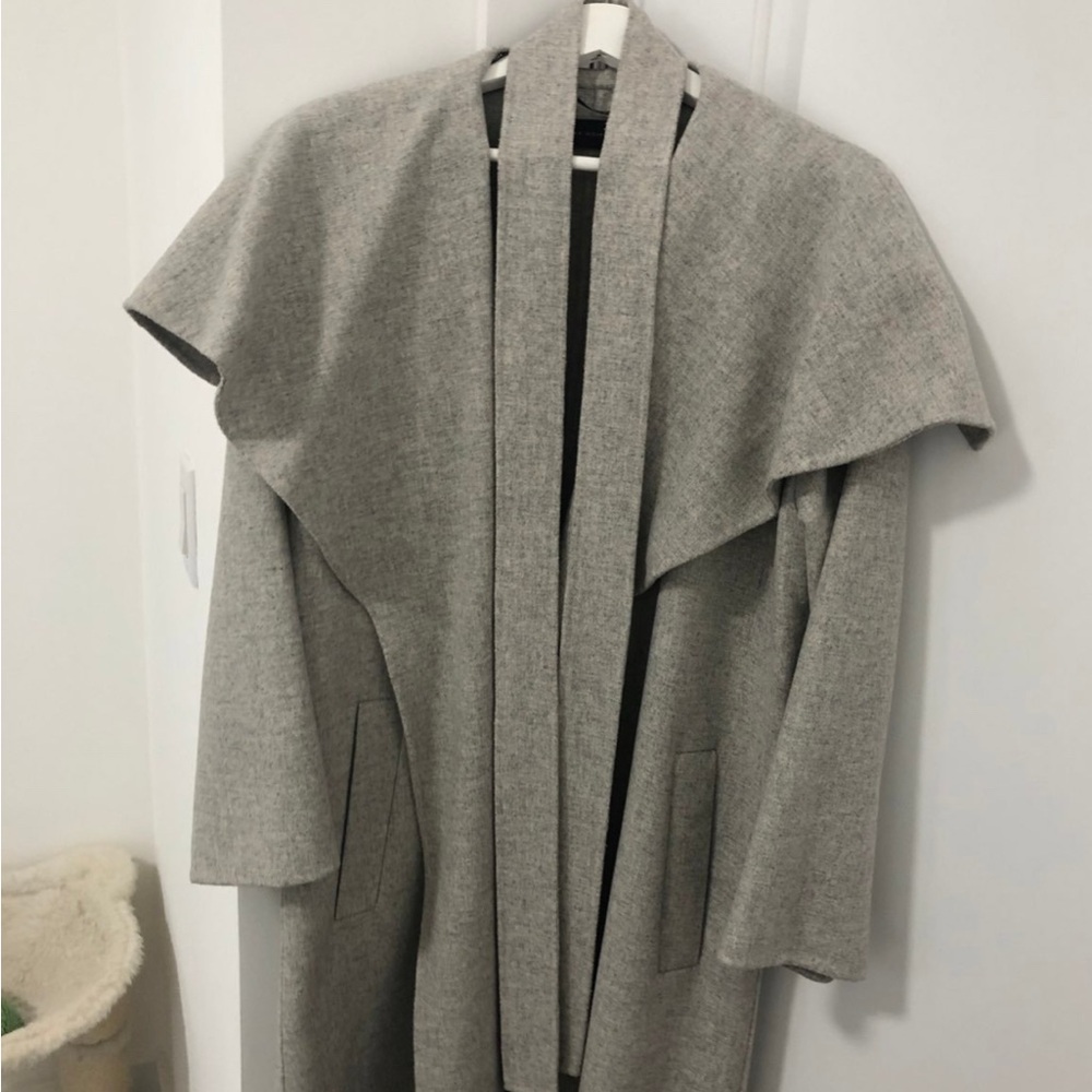Zara Gray Drape Wool Coat